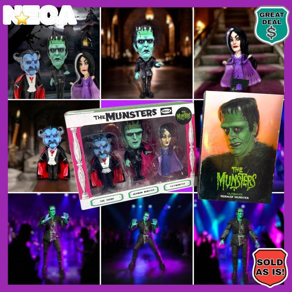 NECA The Munsters Bundle! 3 Pack of Grandpa, Herman, Lily & Ultimate Herman Fig.